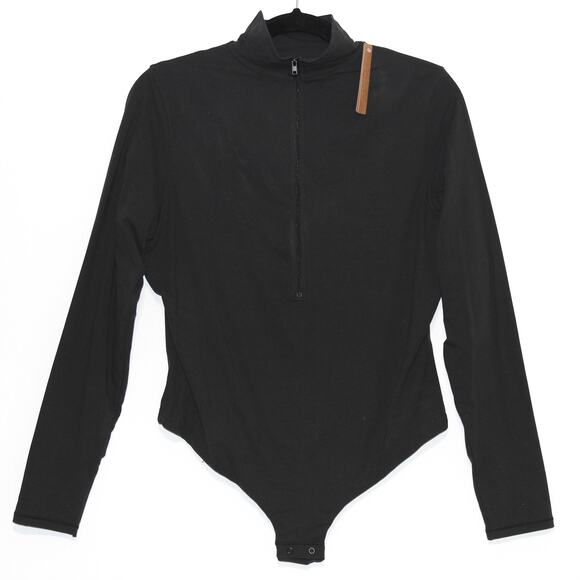 SKIMS Contour Nylon Zip Front Long Sleeve Bodysuit Onyx Size 2X NWT - Picture 2 of 5